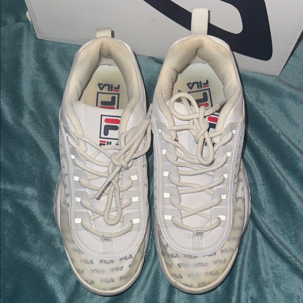Fila White and Cream Athletic Shoes